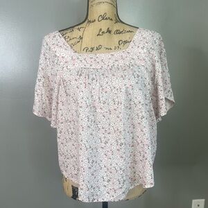Lucky Brand Pink Floral Blouse medium‎ cottagecore bohemian casual